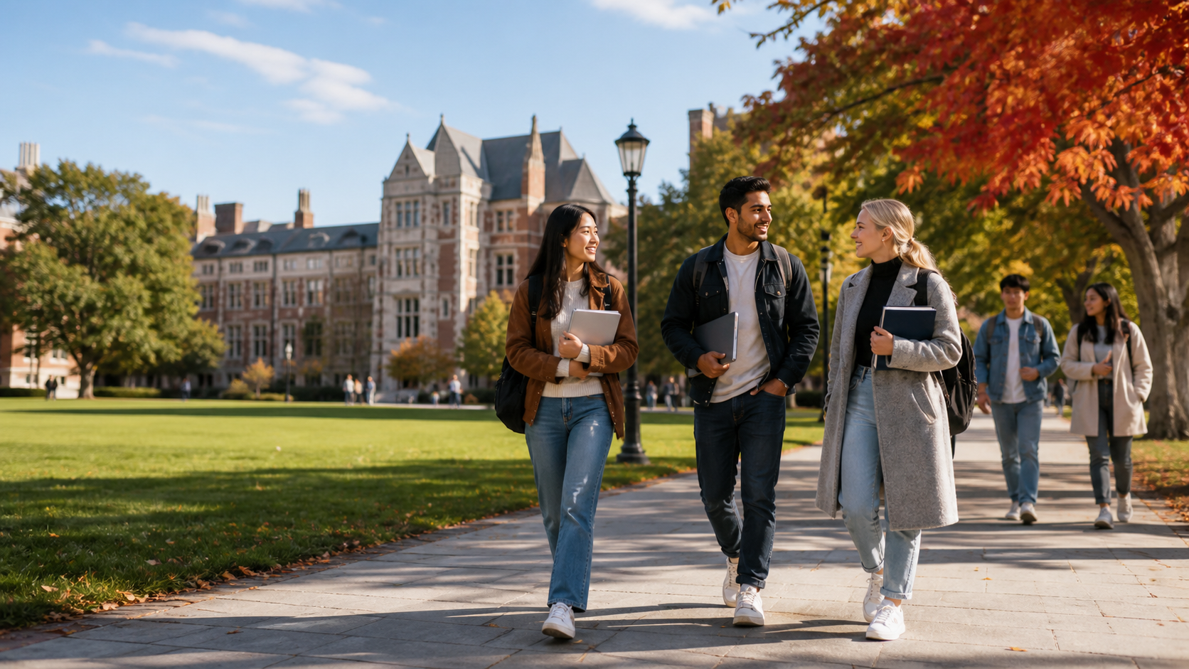 Sinh viên quốc tế trong khuôn viên đại học tại Canada