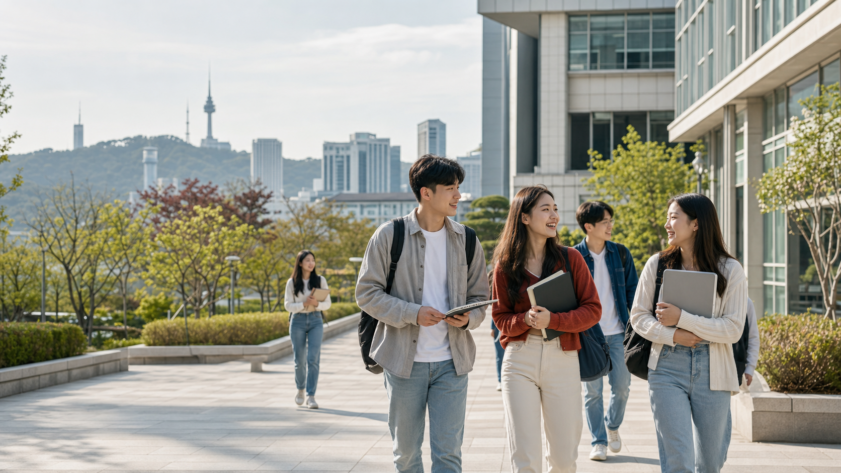 Sinh viên quốc tế trong khuôn viên đại học tại Hàn Quốc